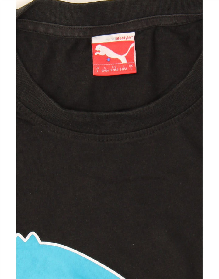PUMA Mens Graphic T-Shirt Top Large Black Cotton Vintage Puma and Second-Hand Puma from Messina Hembry 
