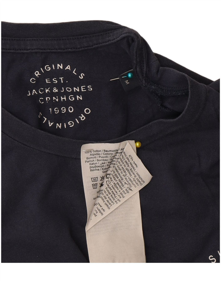 Мужская футболка Jack & Jones Top среднего размера, темно-синяя, хлопок