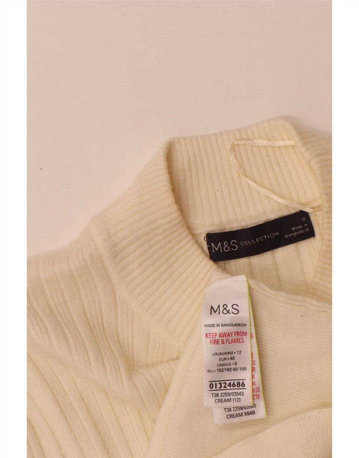 Женский джемпер с высоким воротником Marks & Spencer UK 12, средний, белый