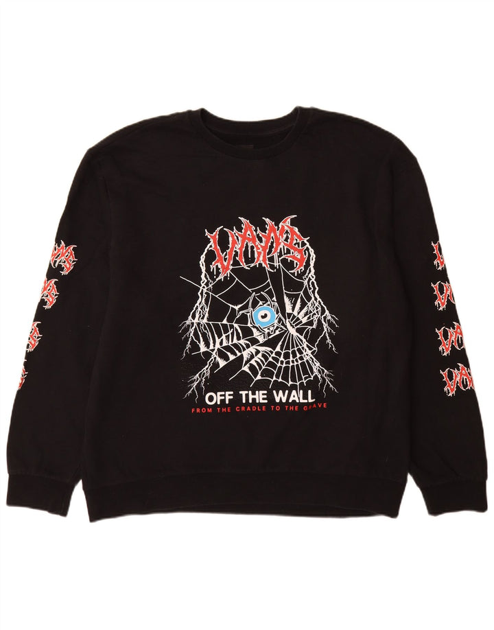 Мужской свободный свитшот с рисунком Vans XL, черный хлопок