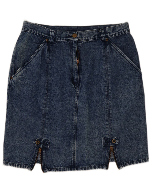 ВИНТАЖНАЯ женская мини-юбка из джинсовой ткани с высокой талией, размер EU 44 XL, W32, синий хлопок