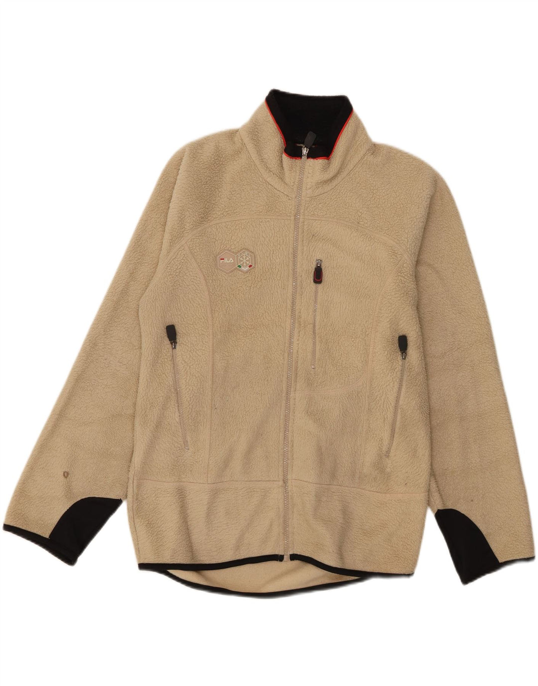 Мужская флисовая куртка Fila UK 36, маленькая, бежевый, полиэстер с цветными блоками