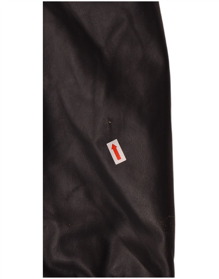 Винтажное женское кожаное пальто оверсайз IT 44 Medium Black Leather Classic