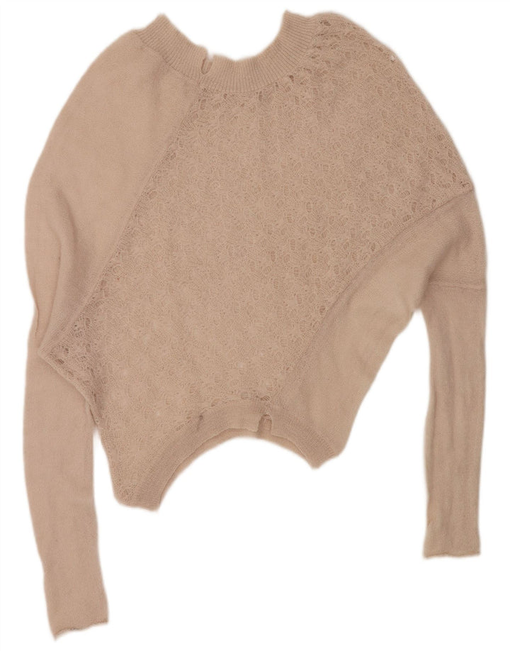 ВИНТАЖНЫЙ женский свободный джемпер с вырезом «лодочка», Великобритания, 16, большой, бежевый