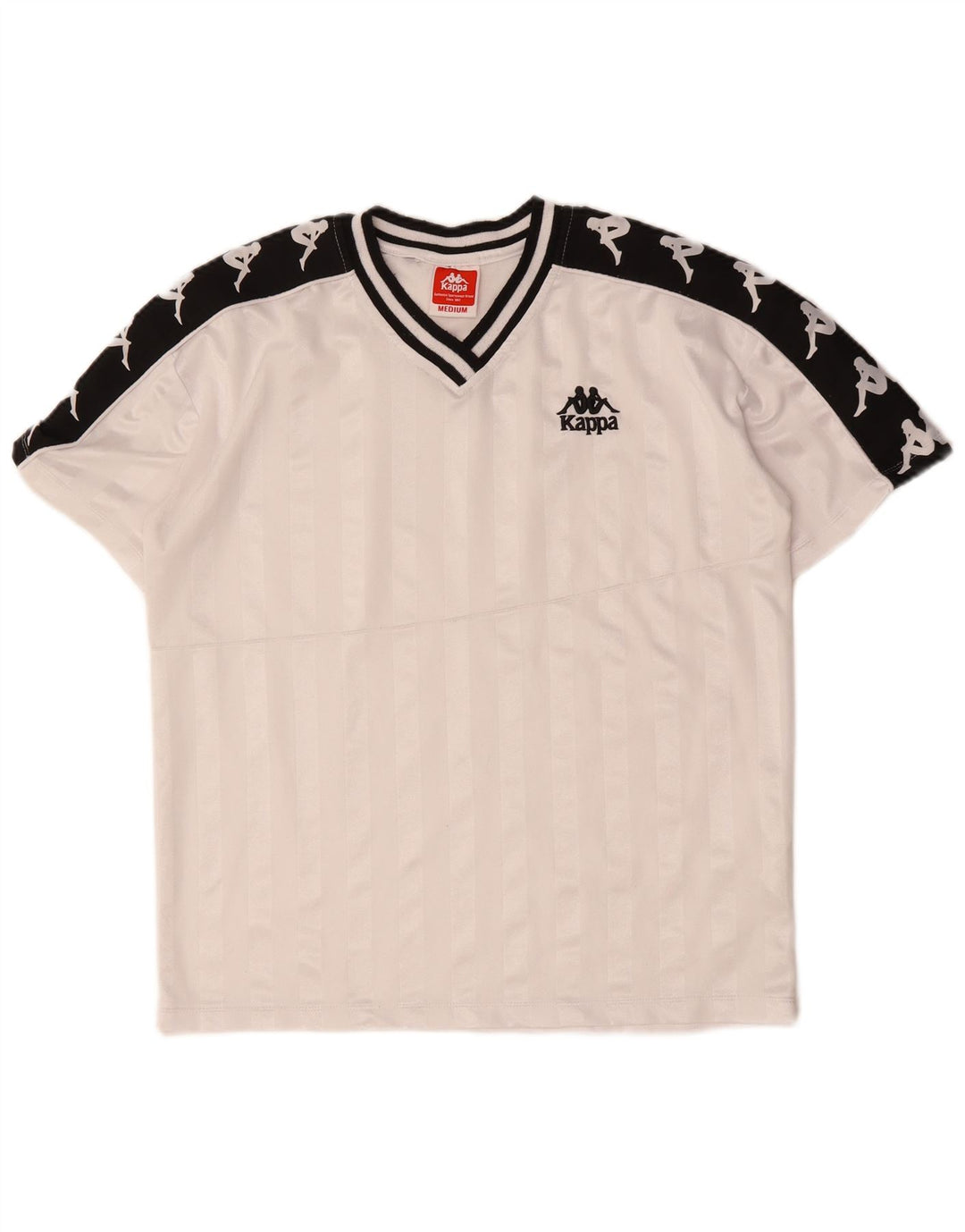 KAPPA Мужская футболка с рисунком Верх среднего размера, белый полиэстер с цветными блоками