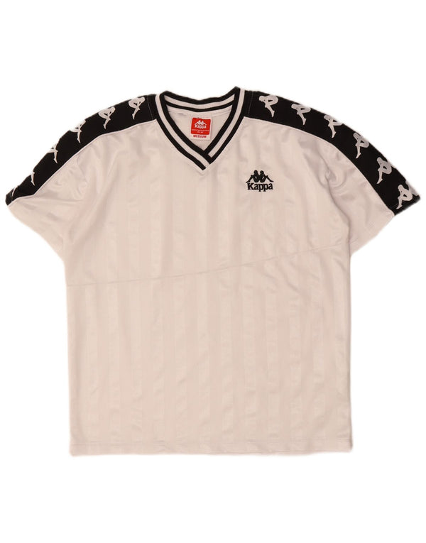 KAPPA Мужская футболка с рисунком Верх среднего размера, белый полиэстер с цветными блоками