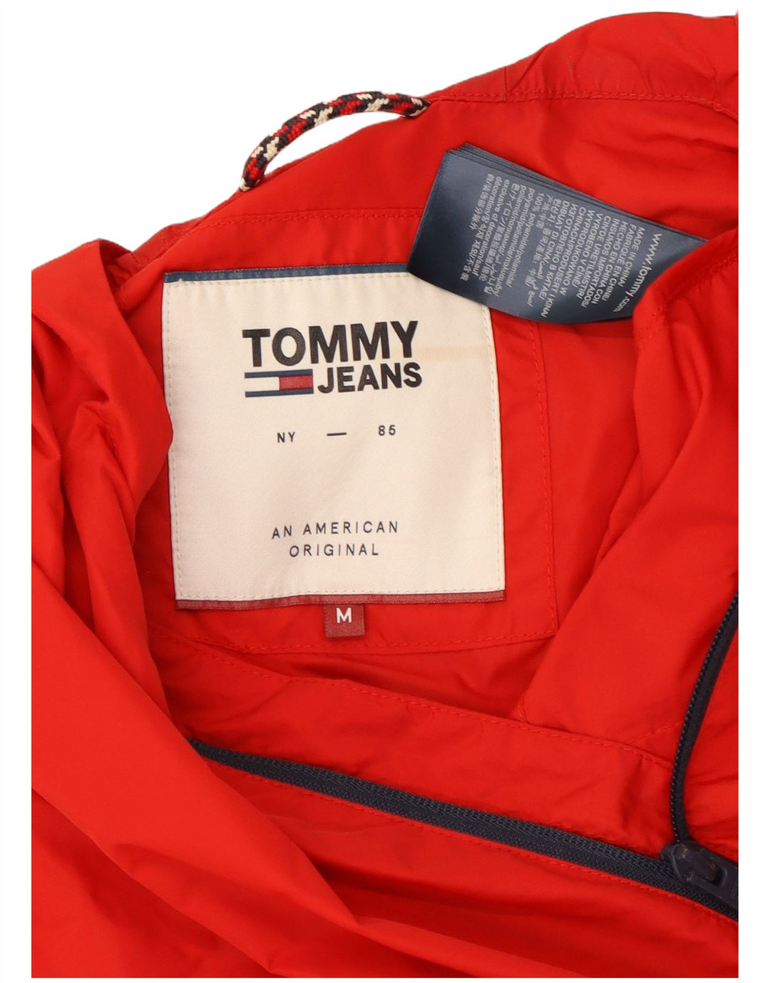 Мужская дождевик с капюшоном Tommy Hilfiger UK 38, средний красный полиамид