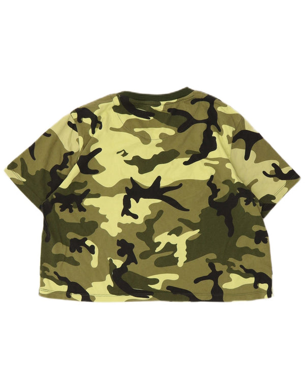 Женская укороченная футболка с рисунком Karl Kani Top UK 16, большой зеленый камуфляж