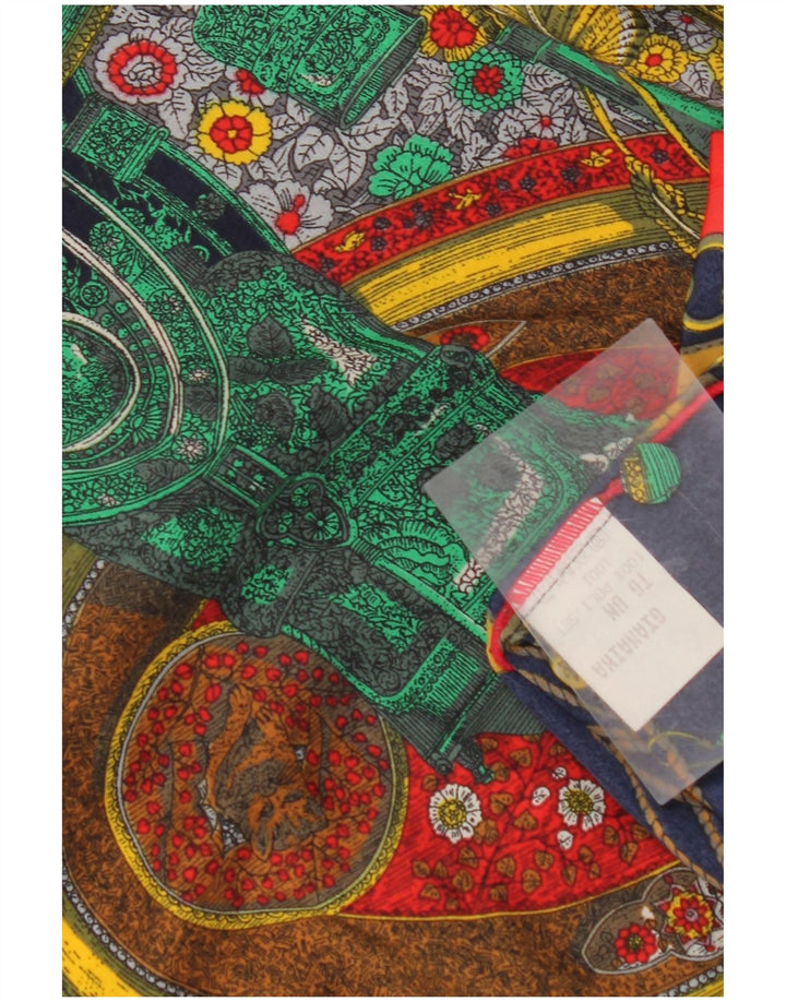 ВИНТАЖНАЯ Женская блузка-рубашка с абстрактным узором, Великобритания 14, средний разноцветный