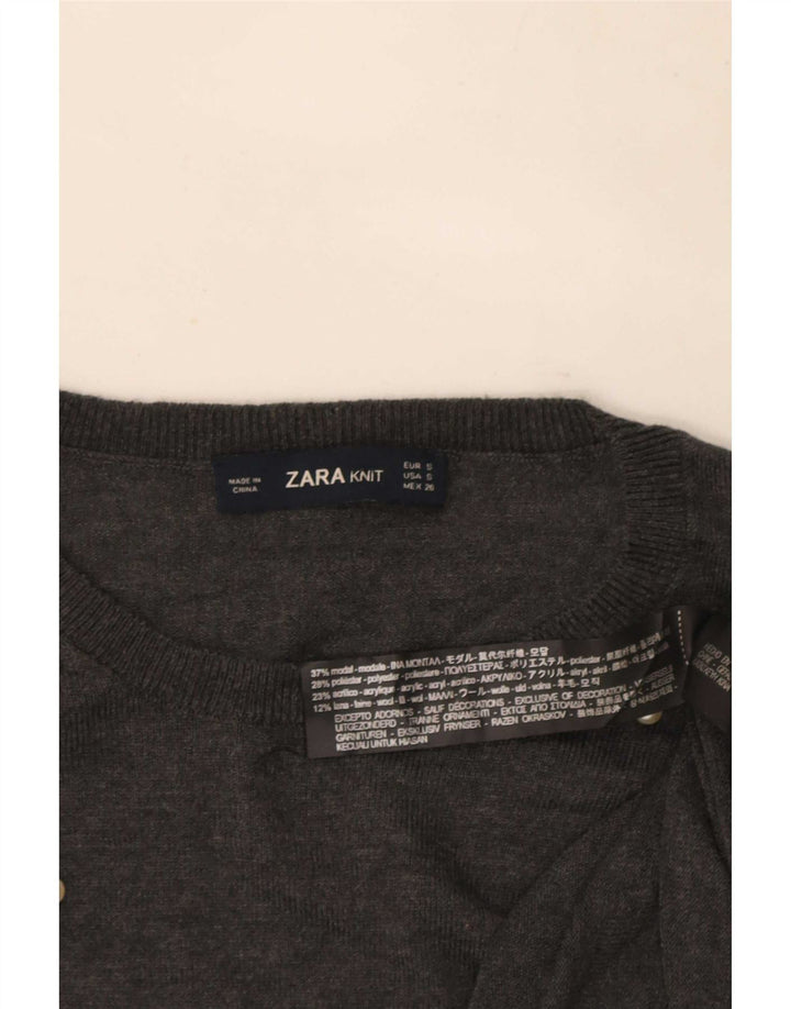 Женский джемпер с круглым вырезом Zara UK 10, маленький серый модал
