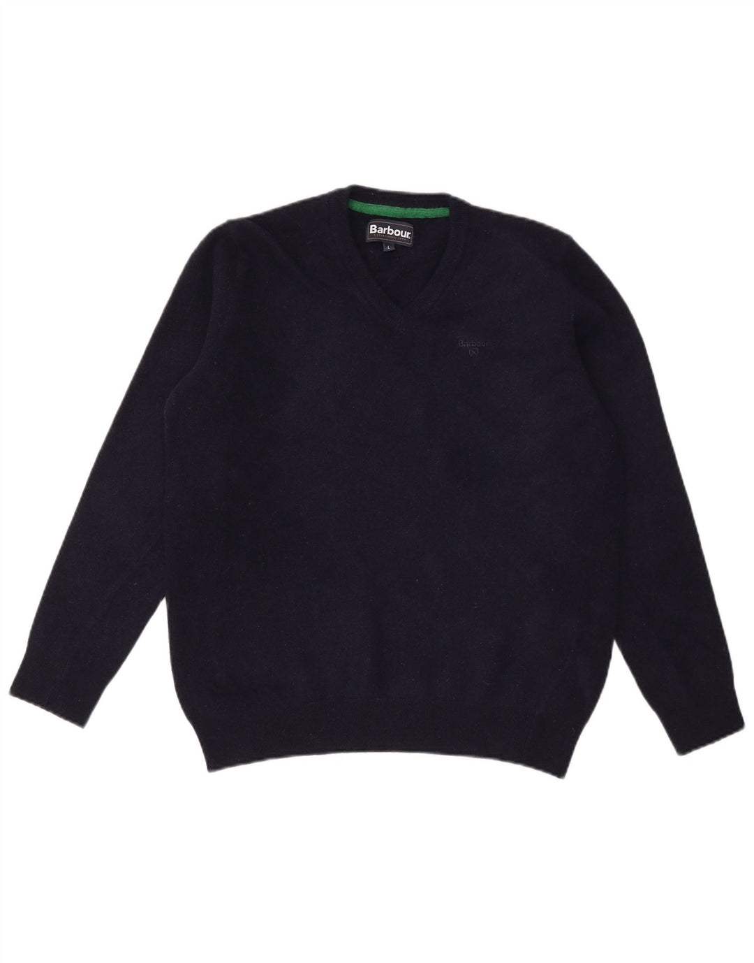 Мужской джемпер с v-образным вырезом Barbour, большой темно-синий шерстяной свитер