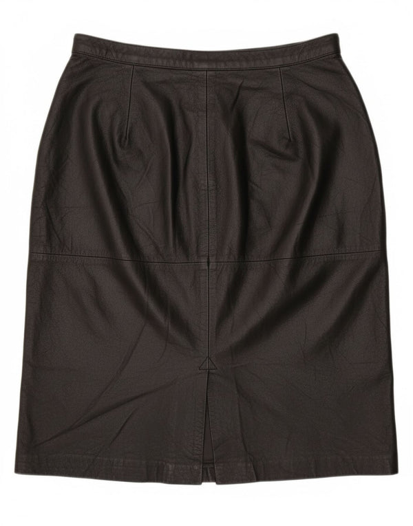 Винтажная женская кожаная юбка UK 16, большая черная кожа W30