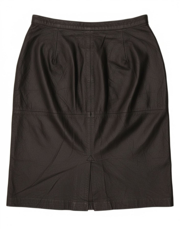 Винтажная женская кожаная юбка UK 16, большая черная кожа W30