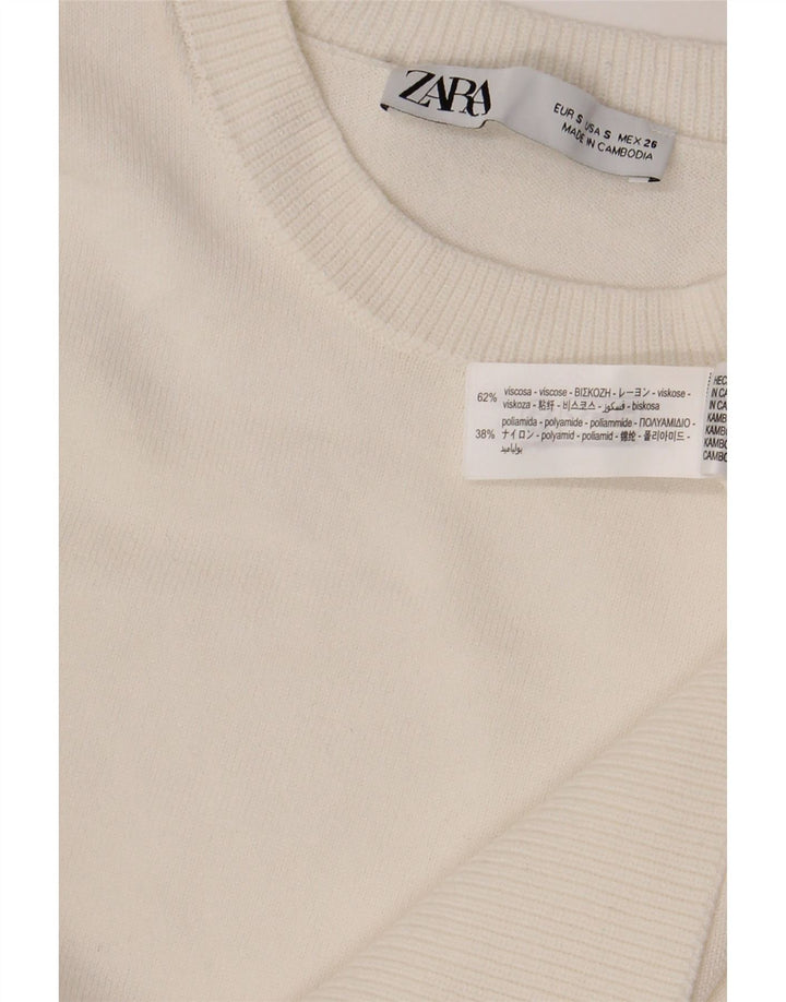 Женский джемпер с круглым вырезом Zara UK 10, маленький размер, белый вискоза