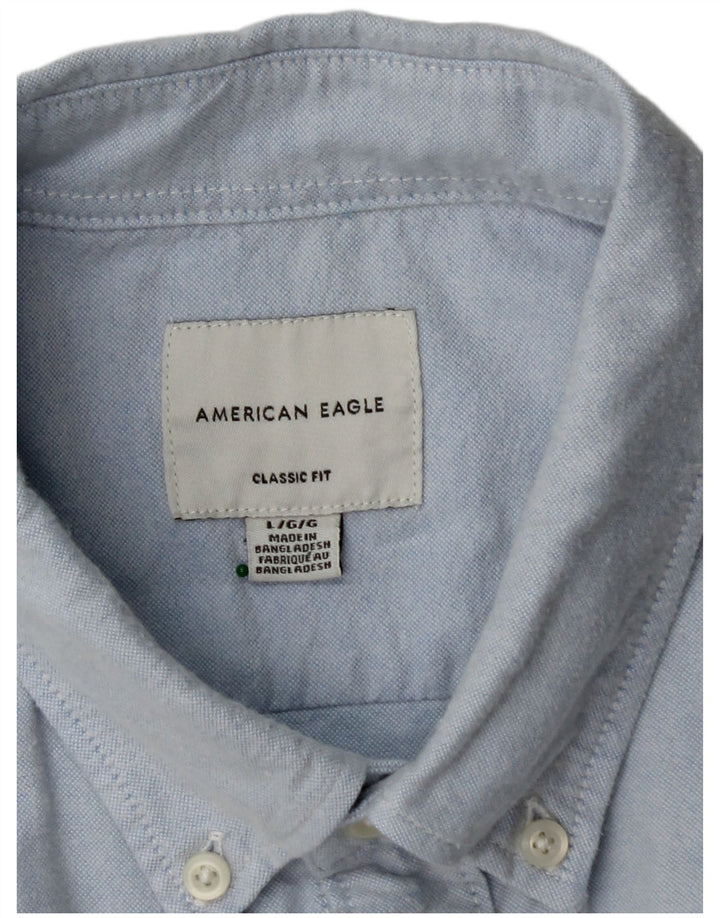 Мужская рубашка классического кроя AMERICAN EAGLE, большая синяя хлопковая рубашка
