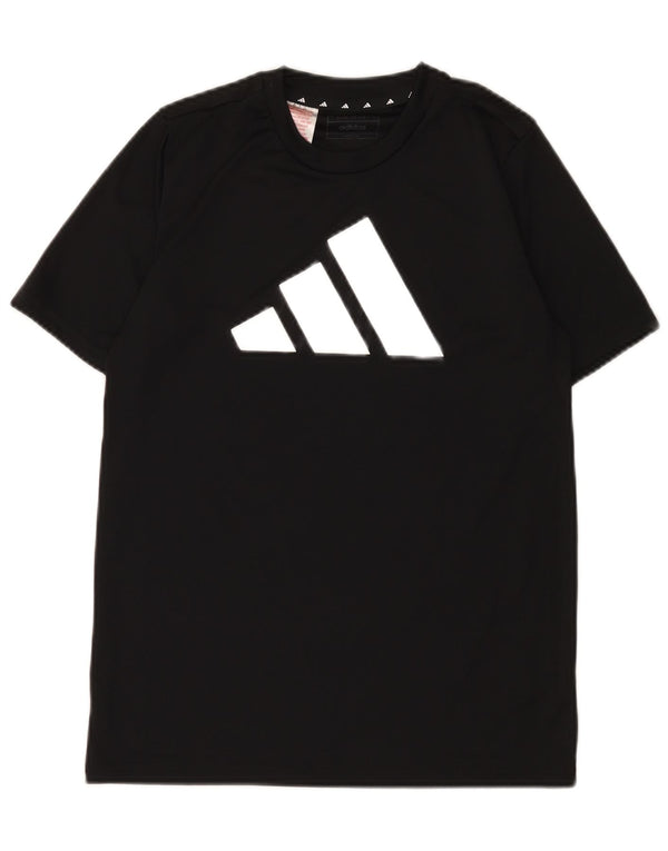 Футболка Adidas с рисунком Aeroready для мальчиков, топ 13–14 лет, черный полиэстер
