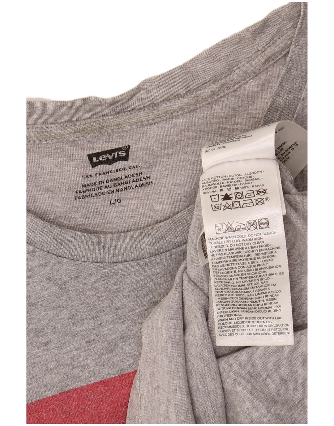 Мужская футболка с рисунком LEVI'S, большой серый хлопок