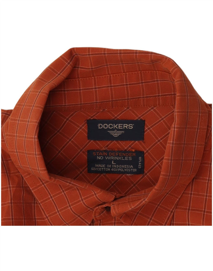 Мужская рубашка Dockers из хлопка большого размера в оранжевую клетку