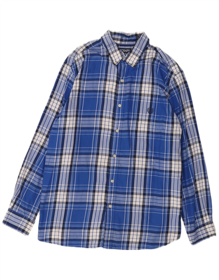 Мужская фланелевая рубашка Chaps XL, синяя клетка, хлопок