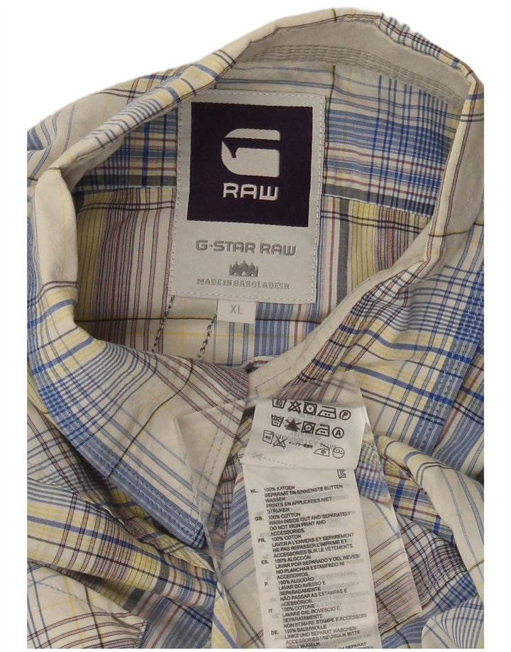Мужская рубашка G-Star с коротким рукавом и рисунком, размер XL, разноцветный хлопок в клетку