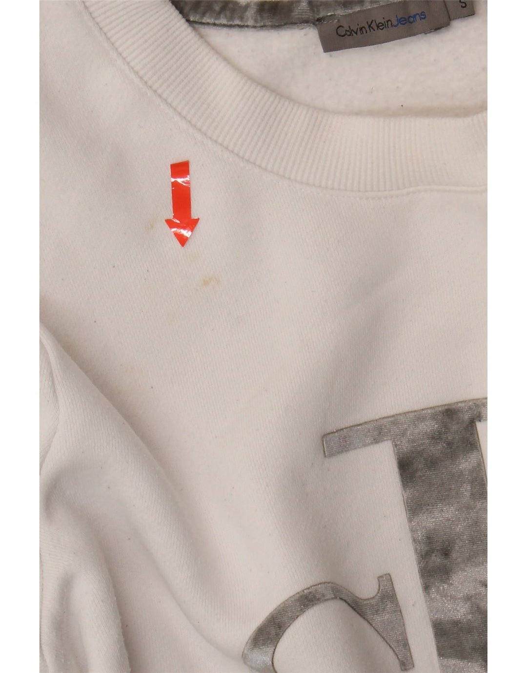 CALVIN KLEIN JEANS Womens Oversized Sweatshirt Jumper UK 10 Small White Vintage Calvin Klein Jeans and Second-Hand Calvin Klein Jeans from Messina Hembry 