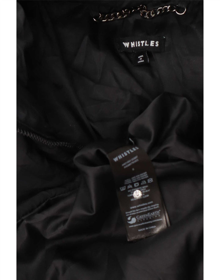 Женское длинное стеганое пальто с капюшоном Whistles UK 10, маленький черный полиэстер