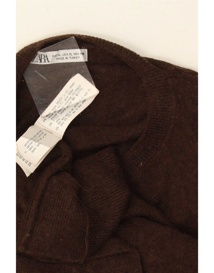 Мужской джемпер с круглым вырезом Zara XL, коричневый вискоза