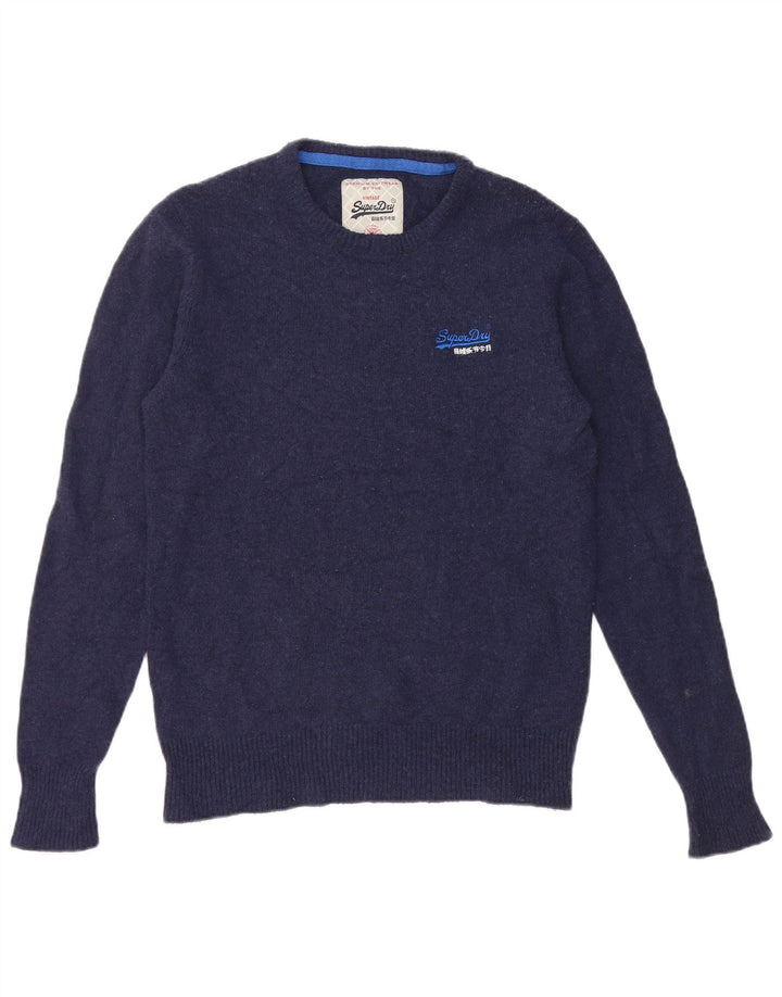 Мужской джемпер с круглым вырезом Superdry, средний темно-синий шерстяной свитер