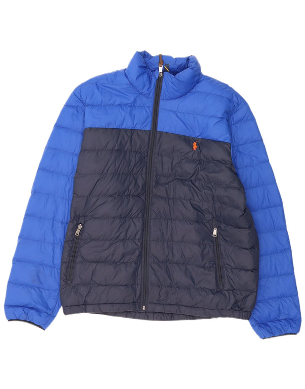 Мужская стеганая куртка POLO RALPH LAUREN UK 42 XL, темно-синий, нейлон с цветными блоками