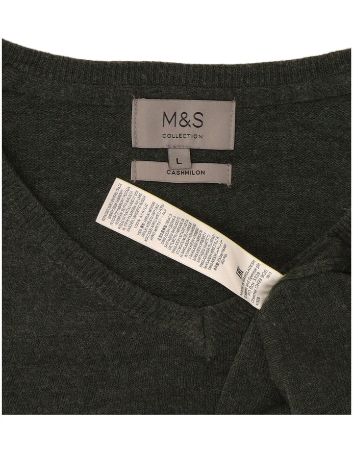 Мужской джемпер с v-образным вырезом Marks & Spencer, большой зеленый