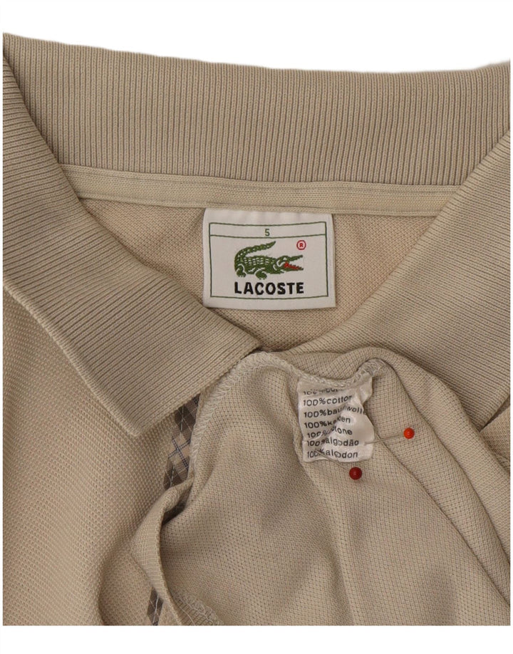 LACOSTE Mens Polo Shirt Size 5 Large Beige Cotton