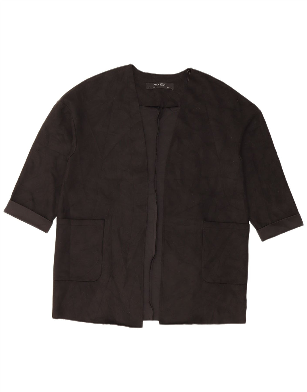 Женский пиджак свободного кроя с открытыми рукавами 3/4 Zara UK 6 XS, черный полиэстер