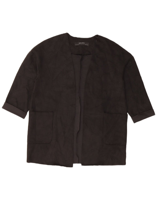 Женский пиджак свободного кроя с открытыми рукавами 3/4 Zara UK 6 XS, черный полиэстер