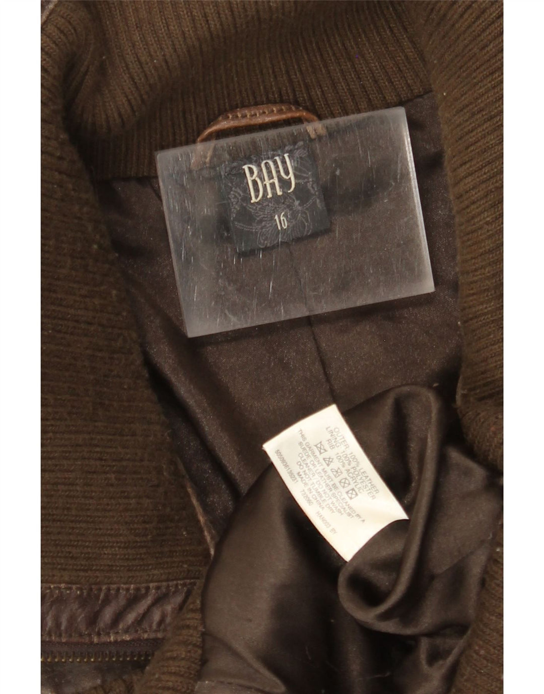 Женская укороченная кожаная куртка BAY UK 16, большая коричневая кожа