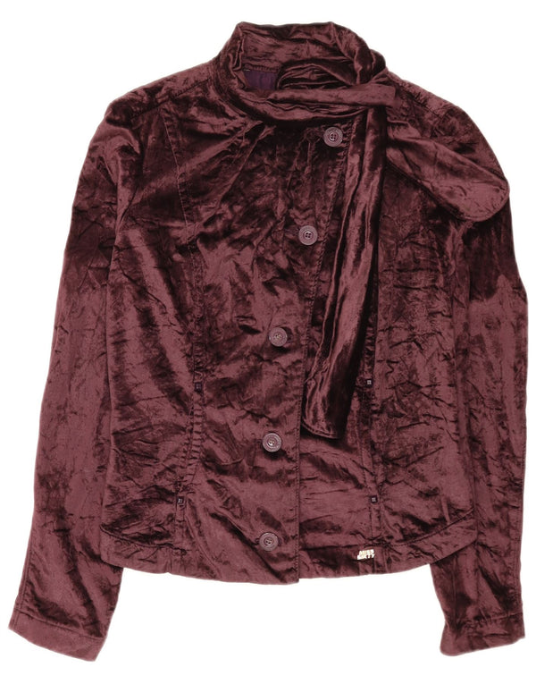 Укороченный бархатный бомбер Sixty Womens UK 14, большой коричневый хлопок