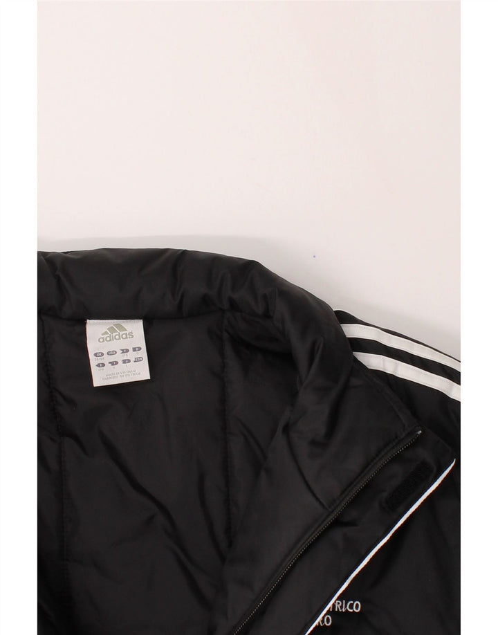 ADIDAS Mens Graphic Padded Coat UK 38/40 Medium Black Nylon Vintage Adidas and Second-Hand Adidas from Messina Hembry 