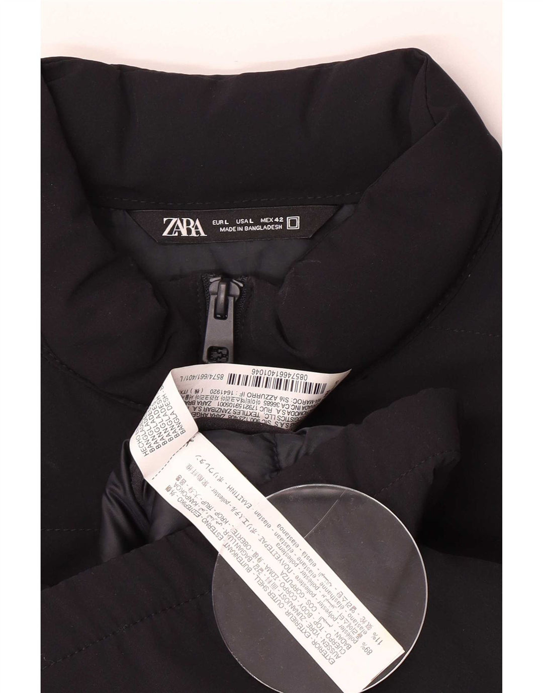 Мужская стеганая куртка Zara UK 40, большая темно-синяя, полиэстер с цветными блоками