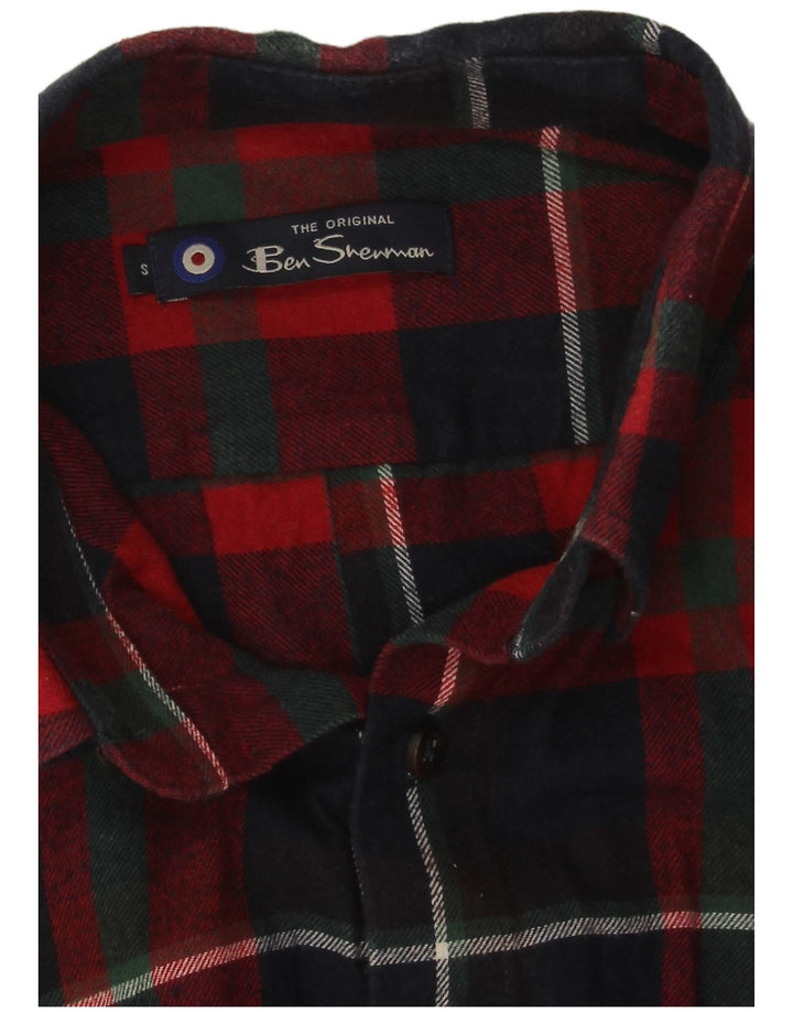 Мужская фланелевая рубашка Ben Sherman, маленькая, темно-синяя, в клетку, хлопок