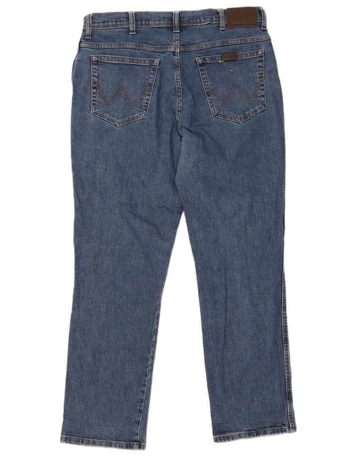 Мужские прямые джинсы Wrangler стандартного кроя W38 L32, синие, хлопок