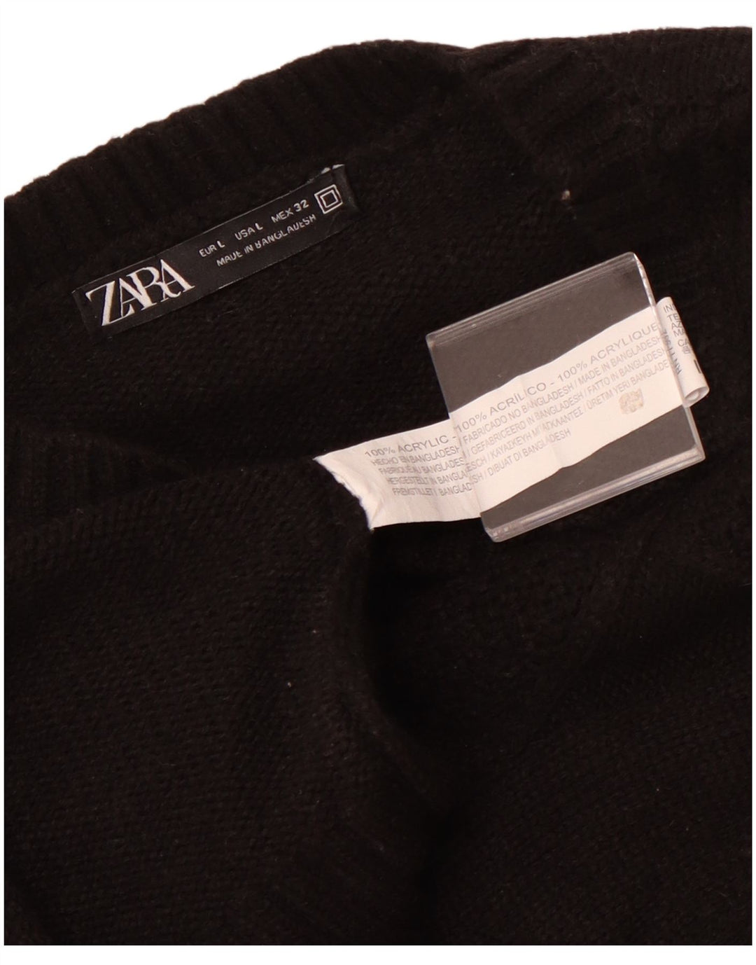 Женский джемпер с круглым вырезом Zara UK 14, большой черный акрил