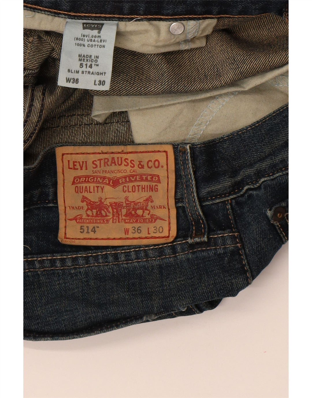 Мужские прямые джинсы Levi's 514 W36 L30 синие, хлопок