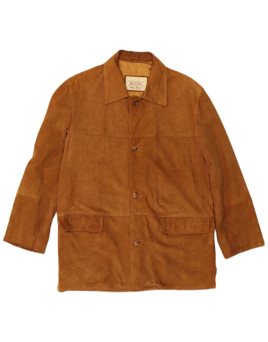 Винтажная мужская замшевая куртка IT 46 маленькая коричневая кожаная классика