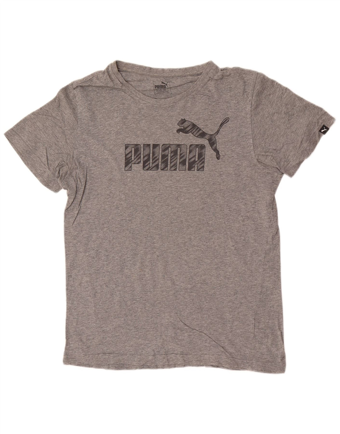 Мужская футболка с рисунком Puma, хлопковый топ среднего серого цвета с крапинками