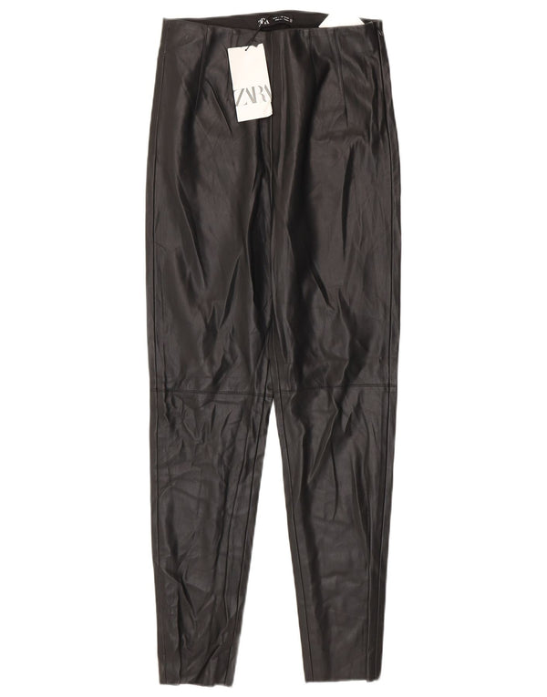 Zara Womens Faux Leather Leggings Medium W28 L27 Black Polyurethane
