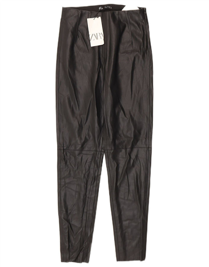 Женские леггинсы из искусственной кожи Zara Medium W28 L27, черные, полиуретан