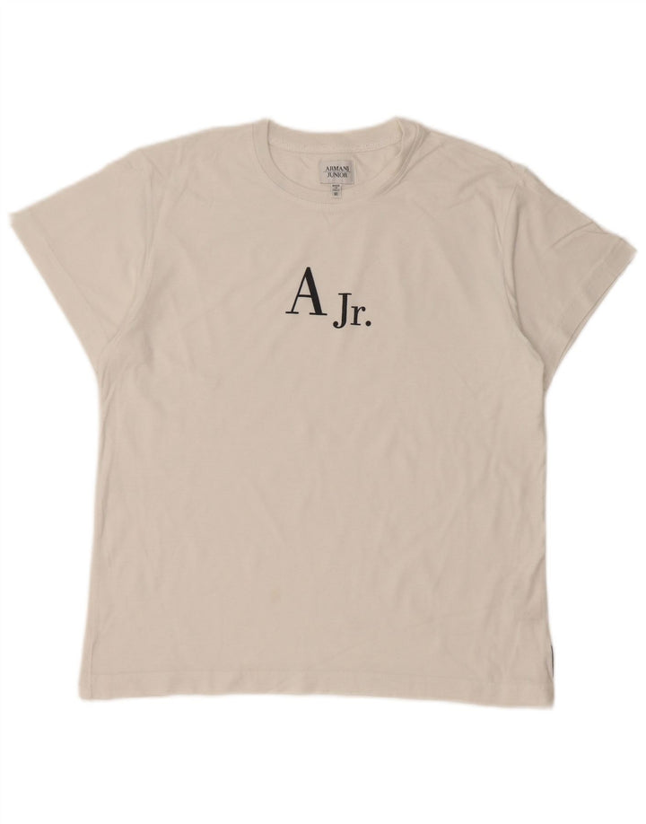 ARMANI JUNIOR Футболка с рисунком для мальчиков Топ 11-12 лет Белый хлопок