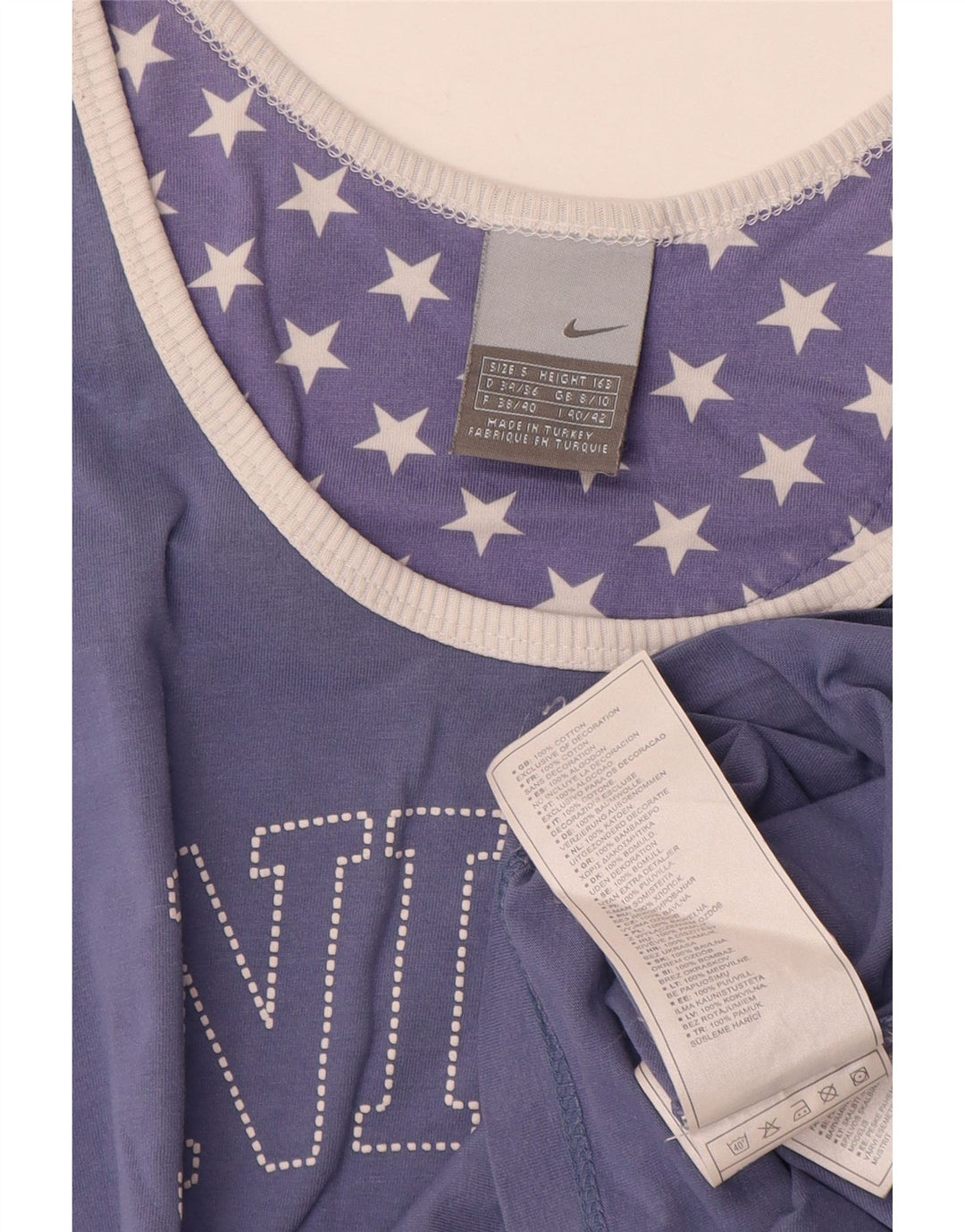 Женский укороченный жилет с графическим рисунком Nike, размер 8/10, маленький синий, хлопок