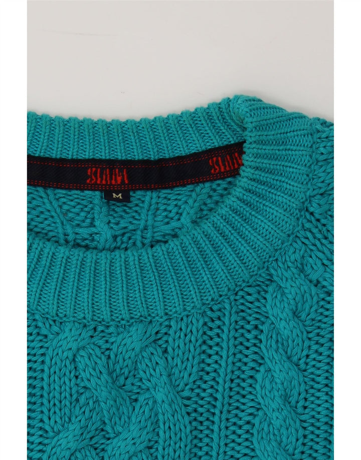 SLAM Mens Crew Neck Jumper Sweater Medium Blue Cotton Vintage Slam and Second-Hand Slam from Messina Hembry 