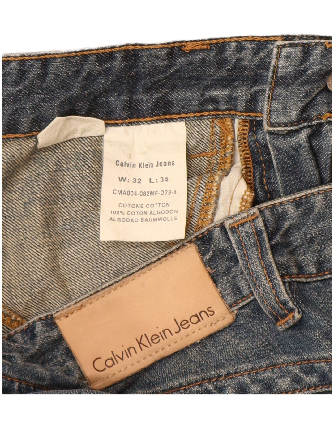 Женские прямые джинсы CALVIN KLEIN W32 L34 синие, хлопок