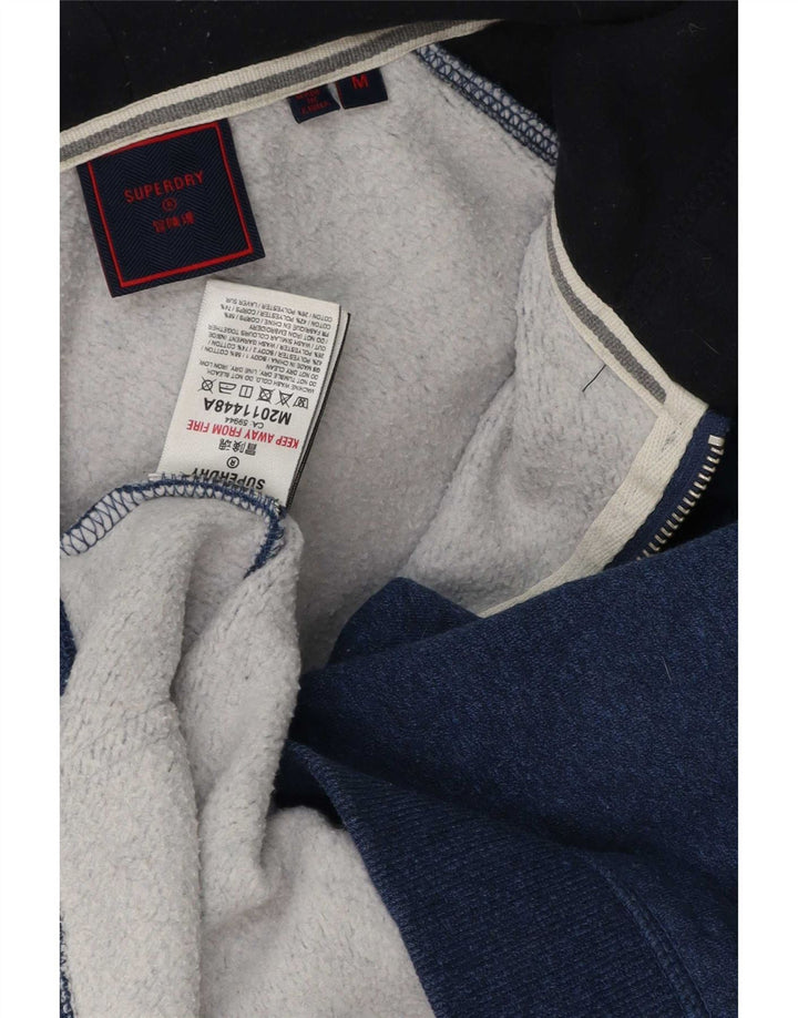 Мужской свитер с капюшоном на молнии Superdry, средний синий, хлопок с цветными блоками